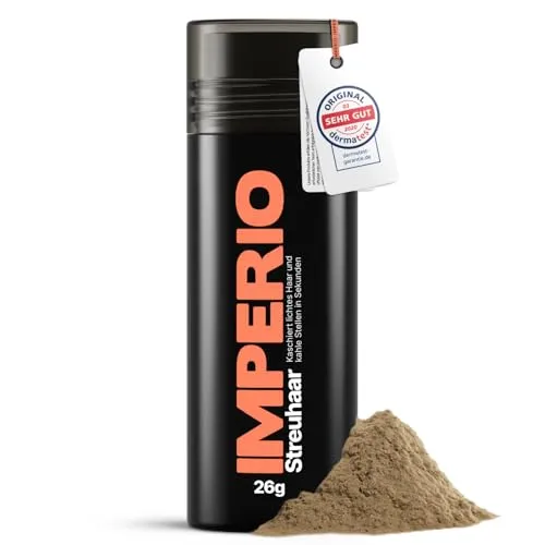 IMPERIO Streuhaar für volles Haar - 100% Natur, Hellbraun - Haarmascara für sofortige Haarverdichtung mit dermatologisch getesteten, natürlichen Fasern. Wetter- und schweißbeständig für den ganzen Tag!