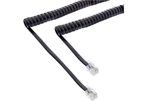 Inline InLine® Hörer Spiralkabel, RJ10 Stecker / Stecker, schwarz, max. 2m Telefonkabel