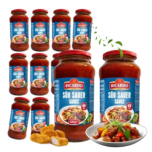 RICARDO Asia Süß-Sauer Sauce 12 x 520g - 12er Vorteilspack asiatische Würzsauce