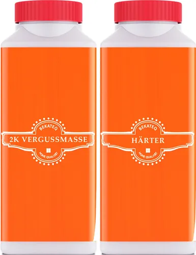 Epoxidharz Set 625g Silbergrau mit Härter, Elektrovergussmasse für Abzweigdose, Vergussmasse, Kabelvergussmasse, Gießharz innen außen, BEKATEQ BK-250EP