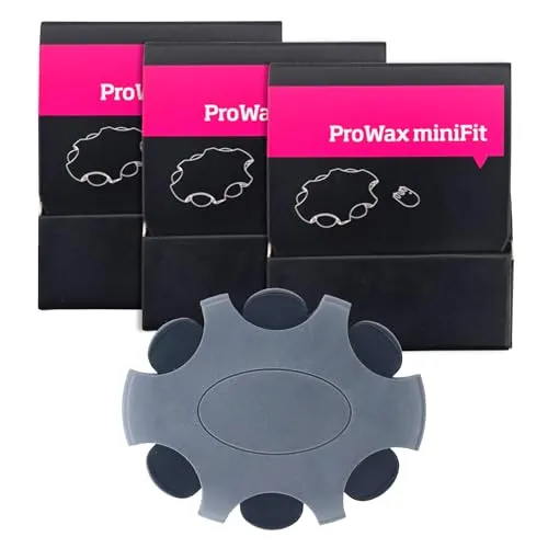 ProWax MiniFit-Packung mit 3 Schachteln mit je 6 Filtern für Hörgeräte von Oticon, Bernafon und Philips. 18 ProWax MiniFit-Ohrenschmalzschutzfilter – Blockiert Ohrenschmalz und schützt Ihr Hörgerät.