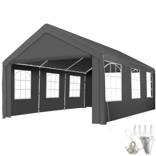 tectake® Pavillon 6 x 4 m mit Klicksystem - Robuster Garten Pavillon mit 4 Seitenteilen, pulverbeschichtetem Stahlgestell und optimalem Wetterschutz, ideal für Feiern im Freien.