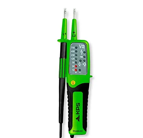 KPS-TP3000LED Spannungsprüfer AC/DC 750V Durchgangsprüfung Dioden Drehung und Phasenprüfung RCD Auslösung IP65 CAT.IV