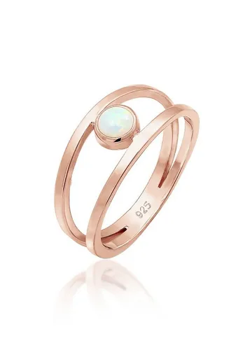 Elli Fingerring Bandring Zweireihig mit Synthetischem Opal - Eleganter Fingerring aus 925 Sterling Silber, verziert mit funkelndem synthetischen Opal. Ein zeitloses Schmuckstück, das jedem Outfit einen Hauch von Eleganz verleiht.