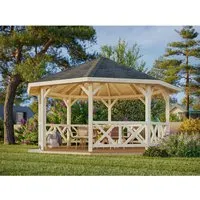Palmako Holzpavillon Betty 551x551 cm – Eleganter Gartenpavillon - Achteckiger Holzpavillon aus Fichte, lackiert in Weiß, ideal für entspannte Stunden im Garten. Mit 5 Jahren Herstellergarantie und Selbstmontage für einfachen Aufbau.