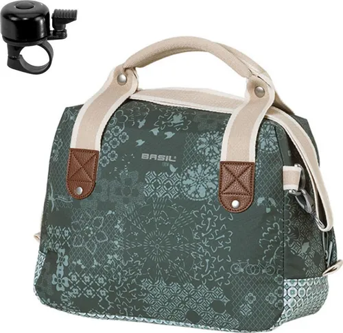 Basil Bohème City Bag - Fahrrad Lenkertasche Seitentasche -8 Liter Grün inkl. Fahrradklingel