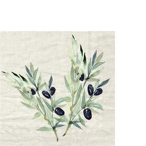 kleine Cocktailservietten Olio di Olivia linen Olivenzweige Mediterran 33x33c 20