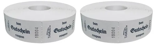 Bonrollen GUTSCHEIN weiß als Set Wertmarke Bon-Rollen Essenmarke Getränkemarke