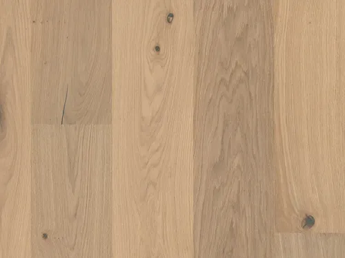 Parkett Flora Eiche Edelweiß Landhausdiele - Elegante Landhausdiele aus Eiche mit gebürsteter Oberfläche. Ideal für Allergiker und einfach zu verlegen dank Klick-Verbindung. Perfekt für stilvolle Wohnräume.