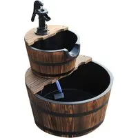 Outsunny Holz Springbrunnen für Garten und Terrasse - Wasserspiele: Kaskadenbrunnen aus massivem Tannenholz mit Vintage-Lasur für ländlichen Charme und entspannendes Plätschern im Freien oder Innenbereich.
