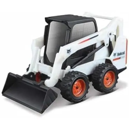 Bburago B18-31801 Bobcat Skid-Steer Loader aus Druckguss mit funktionierendem Eimer, Sammlerstück, Spielzeug, Maßstab 1:50, 10 cm, S590 W, Verschiedene Designs und Farben