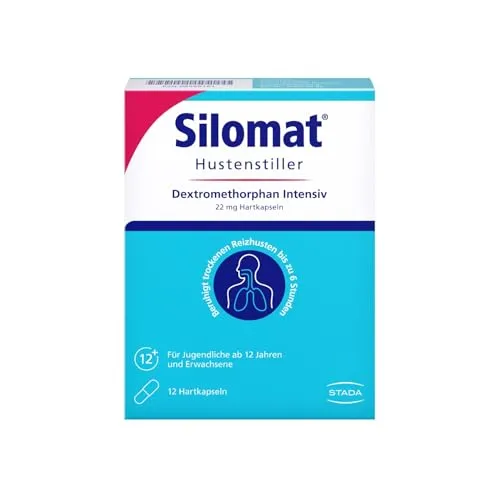SILOMAT Hustenstiller Dextromethorphan Intensiv Hartkapseln, gegen Reizhusten, für Erwachsene und Kinder ab 12 Jahren, 12 Stück