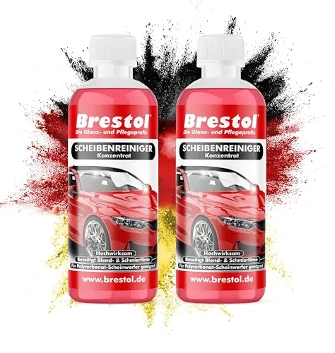 BRESTOL® Scheibenreiniger-Konzentrat für Autos 2x 300 ml - Für klare Sicht ohne Schlieren – Ergiebiger Reiniger mit starker Reinigungskraft – Ergibt über 120 Liter gebrauchsfertigen Scheibenreiniger