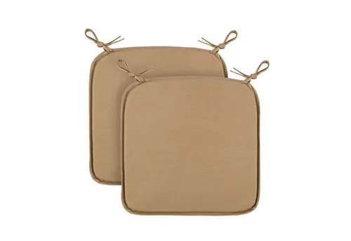 Bestlivings Stuhlkissen Canvas Sitzauflage Uni, Stuhlauflage (Hellbraun) Stuhlkissen mit Haltebändern 38x38cm