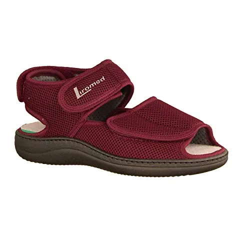 LIROMED 815 Bordo - Bequeme Damenschuhe Sandale mit lose Einlage in Größe 41 - Wanderschuhe, ideal für lange Spaziergänge mit herausnehmbarer Decksohle und kaltem Innenfutter für optimalen Komfort.