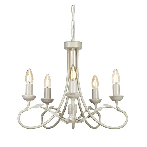 Kronleuchter Olivia 5 Lichter Elfenbein/Goldpatina - Eleganter handgefertigter Kronleuchter mit 5 Lichtern, vielseitig und anpassbar für jeden Raum. Ideal für stilvolle Innenräume, hergestellt in England.
