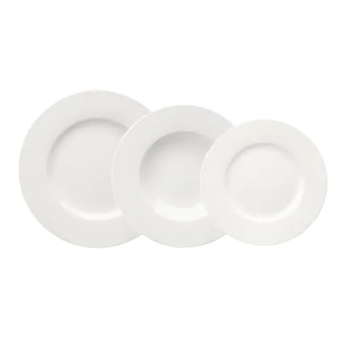 Villeroy & Boch Group vivo Basic White Starter Teller Set 12tlg. - Kombiservice aus hochwertigem Premium Porzellan, spülmaschinenfest und mikrowellengeeignet – ideal für jeden Anlass.