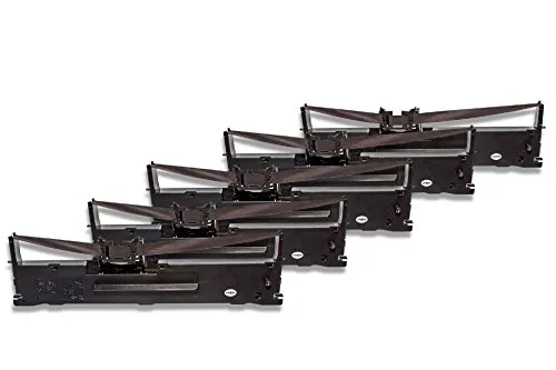 vhbw 5x Farbband Schriftband kompatibel mit Epson LQ 630, LQ 630 Serie, LQ 630 S, LQ 635, LQ 630K Nadeldrucker, Bondrucker - Schwarz