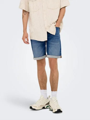 Only & Sons Jeans-Shorts ONSPLY – Mittlere Taille, Normal geschnitten - Stylische Jeans-Shorts für Herren mit mittlerer Taille und normalem Schnitt. Ideal für lässige Sommerlooks, aus hochwertigem Material für optimalen Tragekomfort.