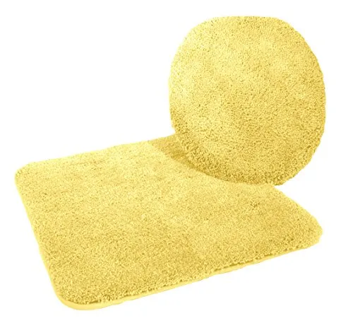 Kinzler J-10053/06 Mikrofaser Bademattenset 2-teilig = WC-Deckelbezug 47x50 cm + Vorleger ohne Ausschnitt 50x55 cm, gelb