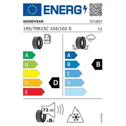 Goodyear Vector 4Seasons Cargo 195/70 R15C 104/102S - Ganzjahresreifen mit 3PMSF-Zertifizierung für optimale Sicherheit und Leistung bei jedem Wetter, ideal für Lieferwagen und Nutzfahrzeuge.