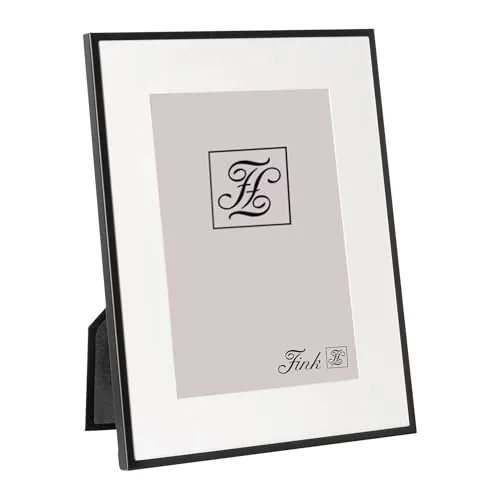 Fink Bilderrahmen 10x15 rechteckig – Fotorahmen schwarz mit Passepartout – Rückseite Samt - Rahmen Maße 16 x 21 cm – Geschenke für Frauen Muttertag Geburtstag