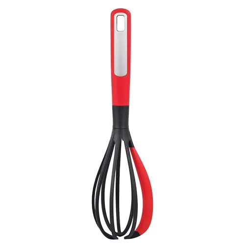 Bergner Mars | Nylon und Silikon Schneebesen | Ergonomischer Griff mit Beschichtung und Aufhänger | 30,6 cm | Schwarz und Rot