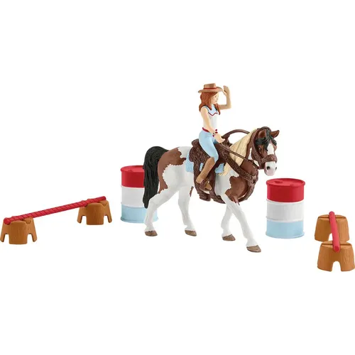 schleich 42441 HORSE CLUB Hannahs Western-Reitset - Spielset für Kinder ab 5 Jahren, ideal für Pferdefans und spannende Abenteuer beim Barrel Racing