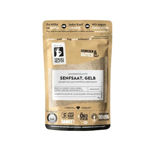 Bremer Gewürzhandel Senfkörner gelb, gemahlen, Senfmehl zum Kochen von Suppen und Soßen, gemahlene Senfsaat mit nussigem Geschmack, 10 x 100g