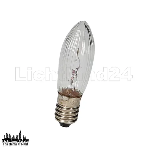 E10 - 18V 3W geriffelte Topkerze, Schwibbogen, Lichterkette 13x44mm