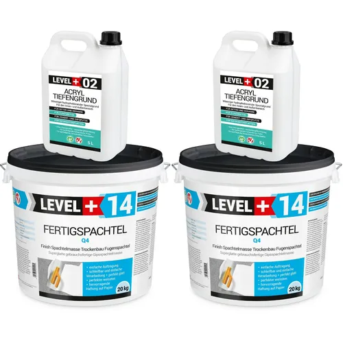 40kg Fertigspachtel Masse Tiefengrund 10L Fugenspachtel Finish SET601 - Mörtel für perfekte Wände: Gebrauchsfertiger Polymer-Gips-Flächenglätter mit hervorragender Haftung und elastischer Oberfläche. Ideal für glatte Ergebnisse und einfache Verarbeitung.