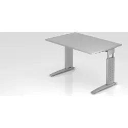 Schreibtisch Mauri | Grau | Silber Gestell | BxT 120x80cm | Arbeitshöhe 68-86cm | höhenjustierbar, 2cm Raster | C-Fuß-Gestell | Rechteckform - Grau/Silber