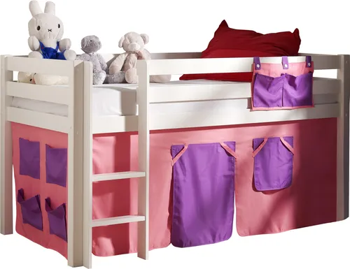 Spielbett >PINO< in Kiefer massiv weiss lackiert - 210x114x106 (BxHxT)