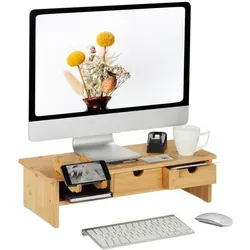 Bambus Monitorständer - Schreibtischständer für ergonomische Bildschirmhöhe - Monitor-Halterungen & -Ständer aus hochwertigem Bambus, sorgt für eine ergonomische Bildschirmhöhe und reduziert Nackenverspannungen.