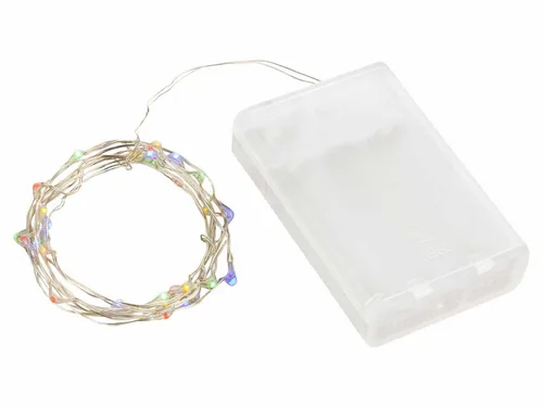 Linder Exclusiv GmbH LED-Lichterkette, Batterie 1,45m 30 LEDs bunt Draht silber unterwasser