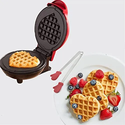 GutView Mini Herzform Waffeleisen, Kleiner Waffelmaker mit Antihaftbeschichtung, 350W Haushalts Elektrischer Kuchen Hersteller für Pfannkuchen, Für Kindergeburtstage, Ostern oder Weihnachten