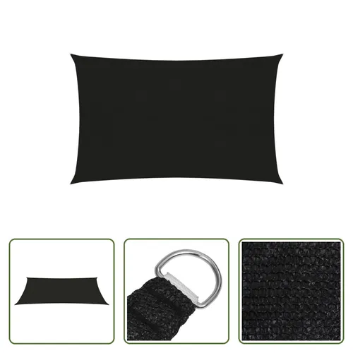 The Living Store Sonnensegel 160 g/m² Schwarz 2,5x4,5 m