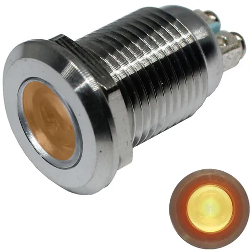 Edelstahl Kontrollleuchte V2A Signalleuchte Ø16mm LED Gelb IP67 Schraubanschluss
