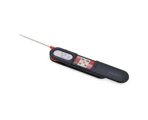 Joseph Joseph ThermaPoint: Präzises digitales Lebensmittelthermometer - Bratenthermometer mit Edelstahlsonde für sofort ablesbare, genaue Messwerte und hygienischer Sondenfreigabe per Tastendruck.
