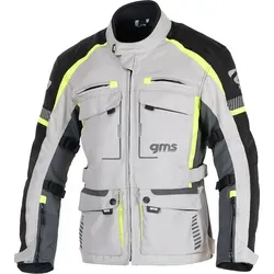 GMS-Moto Everest 3in1, Textiljacke wasserdicht - Hellgrau/Schwarz/Neon-Gelb - XL