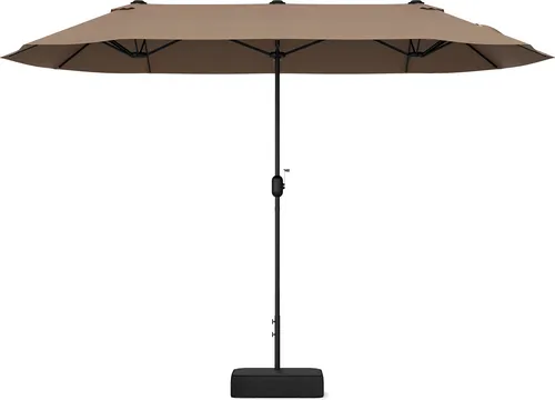 COSTWAY Doppelsonnenschirm 400x200cm mit Ständer und Kurbel in braun von Costway