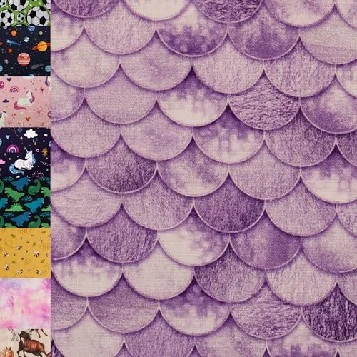 MAGAM-Stoffe Niklas Kinder Baumwollstoff ÖKO-TEX Meterware ab 50cm (Meerjungfrau flieder lila)