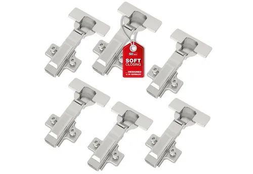 SO-TECH® Türbeschlag SMOOTH Topfband T52 Scharnier Eckanschlag Komplettset (6 St), 6er Set Standard gedämpft mit Kreuzplatte