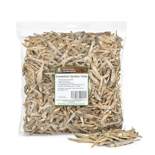 Kaureks Natur Hundeleckerlies, Sprotten Trockenfisch Für Hunde 1000g, Omega 3 Fettsäuren, Hundesnack, Hundefutter, Kauartikel