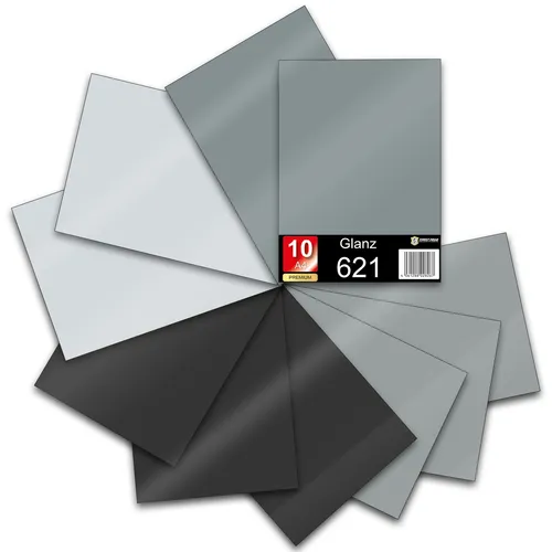 10er Set DIN A4 Bögen Grau 30x21cm ORACAL 621 Glanz Folie Auto Plotter