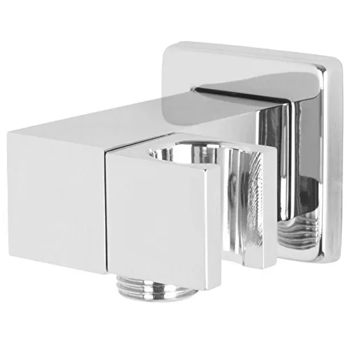 Welfenstein Wandanschlussbogen mit Brausehalterung HC6 eckig Messing verchromt