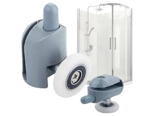 Przydasie Duschkabinen-Rolle 24 mm – Untere Duschtürrollen mit EASY MOVE Lager – Ersatzrollen für Schiebetüren – Edelstahlkern – Höhenverstellbar – Leise Laufrollen – 1 Stück