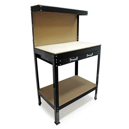 Wiltec Werkbank 1200 x 600 mm mit Lochwand - Handwerkzeuge - Robuste Werkbank mit stabiler MDF-Arbeitsplatte und praktischer Lochwand für platzsparende Werkzeugaufbewahrung.