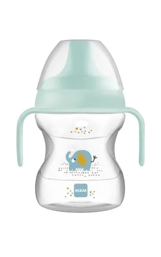 MAM Learn To Drink Cup, Becher mit abnehmbaren Griffen und Ausgießer, ab 6 Monaten, 190 ml, Blau