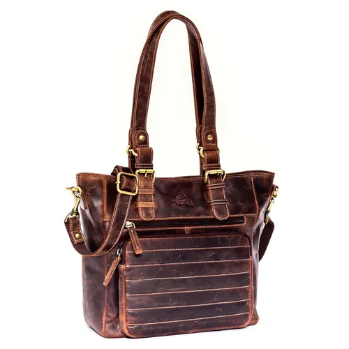 ALMADIH Leder Damentasche KYLA – Elegante Umhängetasche in Braun - Stilvolle Handtasche aus hochwertigem Leder, ideal für den täglichen Gebrauch. Praktische Umhängetasche mit ausreichend Platz für Ihre Essentials.